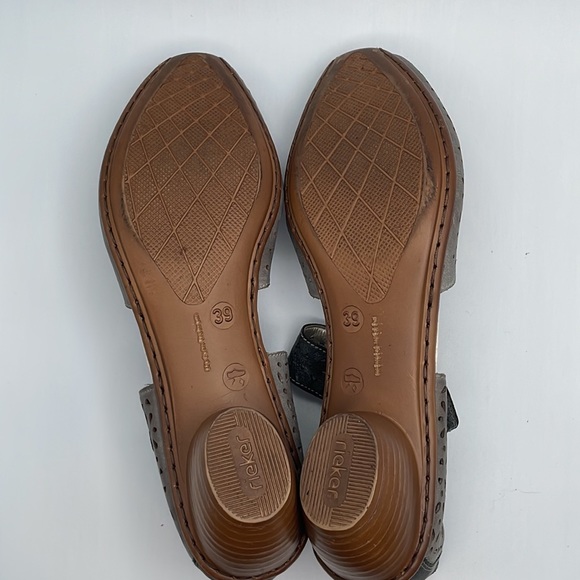 Rieker Mary Jane Perforated Low Heel Shoes - Picture 13 of 14